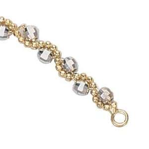  14K Two Tone Gold Diamond Cut Beaded Link Anklet Jewelry