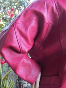  TOWN SQUARE LUXURIOUS GLOVE LIPSTICK RED LEATHER JACKET COAT 