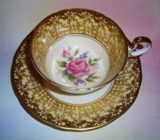 Light Yellow & Pink Rose Aynsley Tea Cup and Saucer  