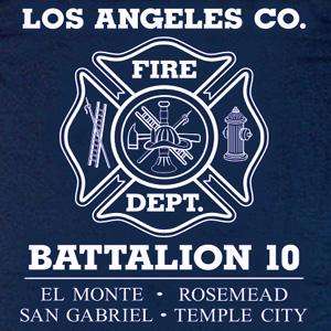 Los Angeles County Fire Dept. Battalion 10 T shirt M  