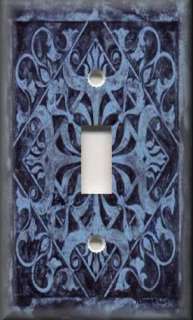   Plate Cover   Wall Decor   Tuscan Tile Pattern   Midnight Blue  