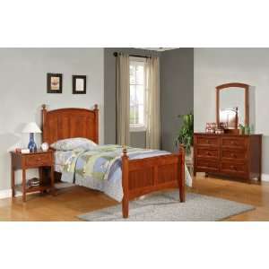  4pc Youth Full Size Bedroom Set in Cinnamon Finish
