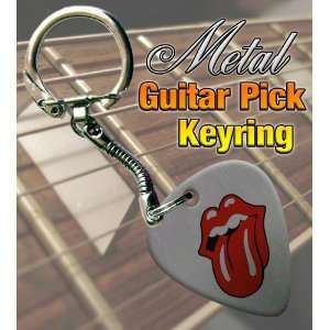  Rolling Stones Metal Guitar Pick Keyring Musical 