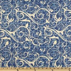   Blue/Ivory Fabric By The Yard mark_lipinski Arts, Crafts & Sewing