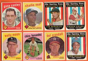 1959 Topps Baseball Lot of 8 Cards   Excellent   B *  