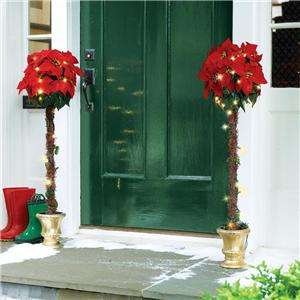New Lighted Christmas Poinsettia Topiary  