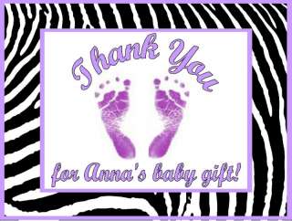 Girl Purple Zebra Print Baby Shower Thank You Cards  