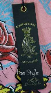 Christian Audigier Womens Sugar Skull Pink Hoodie L  