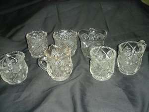 Lot of 7 Pattern Glass Toothpicks Jars Sugar Creamer Extras  