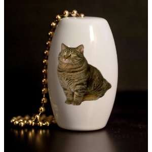  Tabby Tom Cat Porcelain Fan / Light Pull