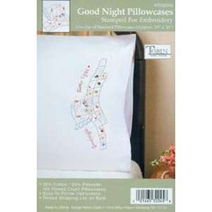  Stamped Pillowcase 20x30 Pair For Embroidery Good Night 