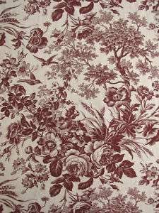 Antique French toile fabric floral foliage brown c1890  