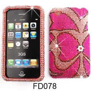  FOR APPLE IPHONE 3G S CASE COVER CRYSTAL PINK HEARTS Cell 