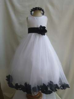 NEW WHITE BLACK TODDLER WEDDING PARTY FLOWER GIRL DRESS SM L XL 2 4 6 