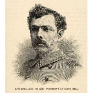  1888 Wood Engraving Don Bernardo de Soto President Costa 