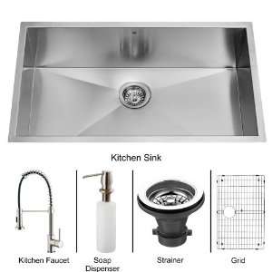 Vigo VG15076 Stainless Steel Kitchen Sink and Faucet Combos Single 