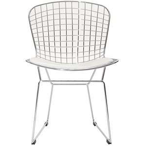  Bertoia Style Side Chair with White Cushion