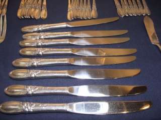 Vintage 52 piece Oneida Community Silver Plate White Orchid Flatware 