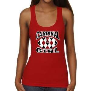 Ball State Cardinals Ladies Argyle Girl Juniors Ribbed Tank Top   Red 