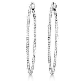 pave diamond hoop earrings 18k white gold 1 19 ct