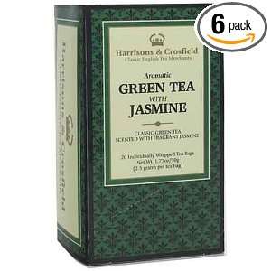   & Crosfield Green Tea with Jasmine, 20 Count Tea Bags (Pack of 6