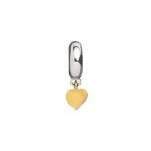  Sterling Silver Bead with Dangling 14kt Gold Heart For Charm Bracelets