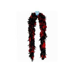  Feather Boa 72   Red & Black With Silver Tinsel 