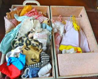 HUGE Vintage DOLL CLOTHING LOT in CASE Revlon TONI Barbie Ginny CHATTY 