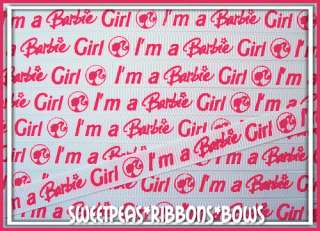 Im a Barbie Girl Shocking Pink grosgrain ribbon 3  