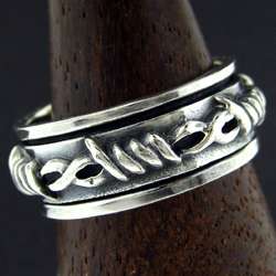 Sterling Silver Spin Spinner Ring BARBWIRE RAZOR WIRE  