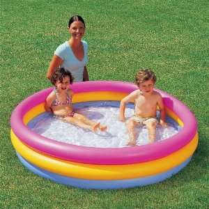  60 3 Ring Paddling Pool with Safer Inflatable Floor 