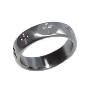  Cross Bevelled Ring in Stainless Steel 