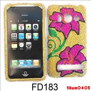 Phone Case HTC EVO 4G Bling 2 Pink Flowers on Gold  