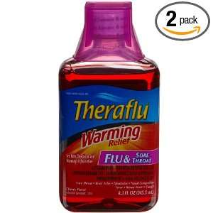 Theraflu Warming Relief Flu & Sore Throat, Cherry, 8.3 Ounce Bottles 