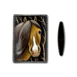  25x36mm Thoroughbred Horse Head on on Black Onyx Rectangle 