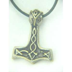  Thors hammer necklace pewter pendant with bronze patina 