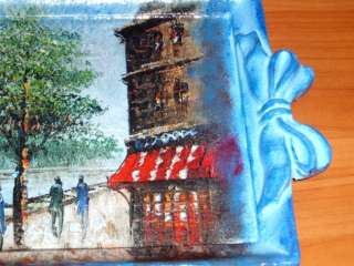 Paris Beautiful Wooden Decorative Tray made in Decoupage technic 