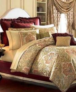 NEW Waterford Delaney Silk QUEEN Bedskirt Red Wine Gold  