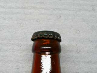 Embossed Picnic Beer Bottle alcohol brown old with cap vintage retro 