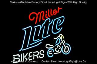 MILLER LITE BIKE BIKERS Bicycle LOGO PUB DISPLAY BEER BAR NEON LIGHT 