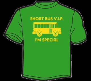 SHORT BUS VIP T Shirt MENS funny vintage retard school  