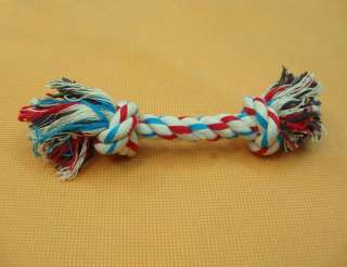 Small Cotton Rope Dog Bone Knot Puppy Chew Tug Toy Tool Random Colors 
