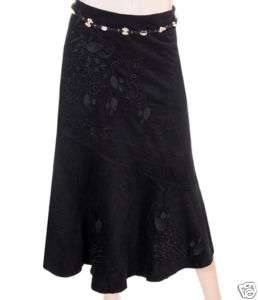New Womens Cotton Bottom Belted Skirt Black XL 2XL 3XL  