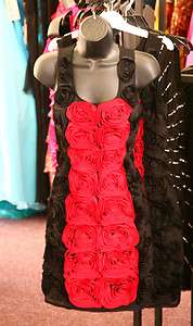 Vienna Black Cocktail Dress Red Rose Exclusive Designer  