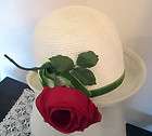 vintage easter bonnet church hat white bucket red rose lady