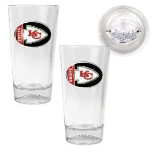 Kansas City Chiefs NFL 2pc Pint Ale Glass Set with Football Bottom 