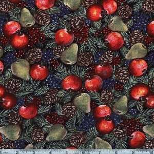   Christmas Fruit Black Fabric By The Yard Arts, Crafts & Sewing