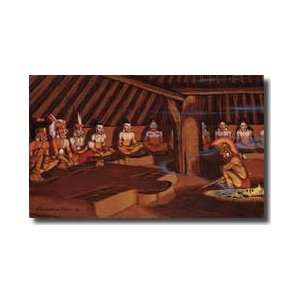   Seated In An Earth Lodge Plan An Ambush Giclee Print