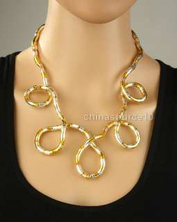 Silver/gold tone bendy flexible snake design necklace bracelet CN5440 