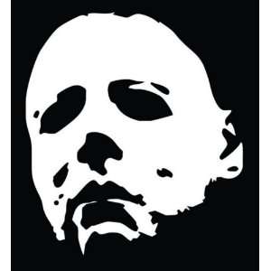  Haloween   Micheal Myres Mask Vinyl Decal 8 Inch Red Automotive